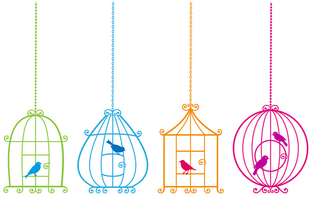 Encantadoras jaulas para pájaros, vector
 - Vector, imagen