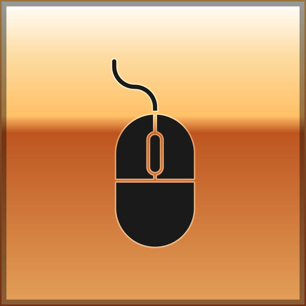 Computer nero icona del mouse isolato su sfondo oro. Ottica con simbolo della ruota. Illustrazione vettoriale
 - Vettoriali, immagini