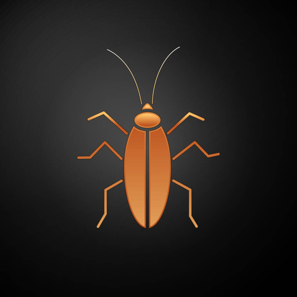 Gold Cockroach icon isolated on black background. Vector Illustration - ベクター画像