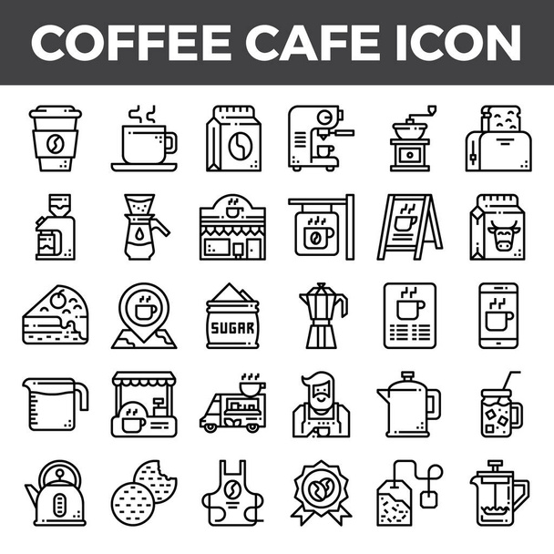 Εικονίδια περιγράμματος καφετέριας - Διάνυσμα, εικόνα