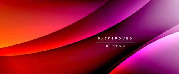 Wave liquid style lines with shadows and light on gradient background. Trendy simple fluid color gradient abstract background with dynamic straight shadow line effect - Vector, Image