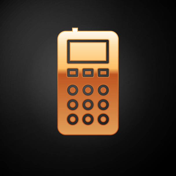 Gold Remote control icon isolated on black background. Vector Illustration - Wektor, obraz