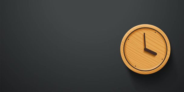ξύλινο ρολόι που βρίσκεται σε σκούρο φόντο - Διάνυσμα, εικόνα