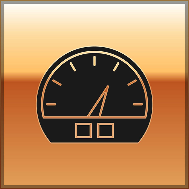 Black Speedometer icon isolated on gold background. Vector Illustration - Vector, Image