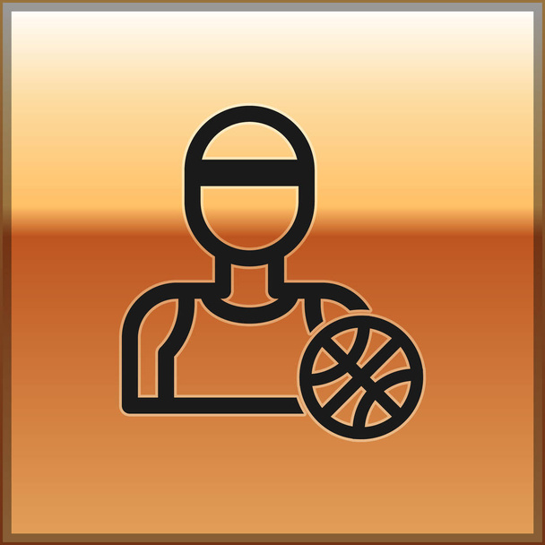 Černá basketbalista ikona izolované na zlatém pozadí. Vektorová ilustrace - Vektor, obrázek