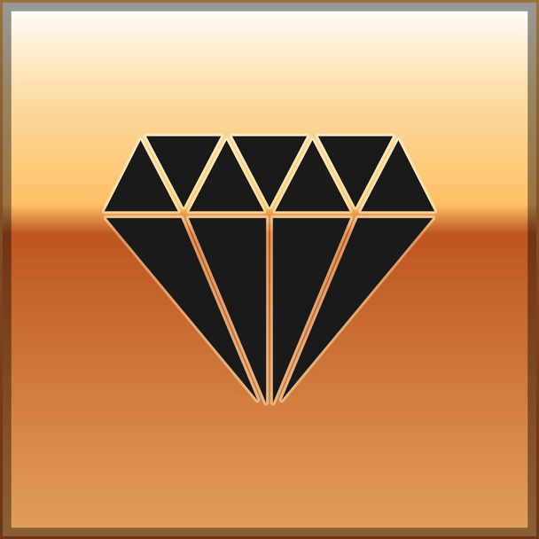 Icono Diamante Negro aislado sobre fondo dorado. Símbolo joyería. Piedra de gema. Ilustración vectorial
 - Vector, Imagen