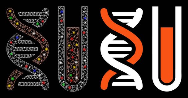 Icono de análisis genético de malla de bengala 2D con manchas de bengala
 - Vector, imagen