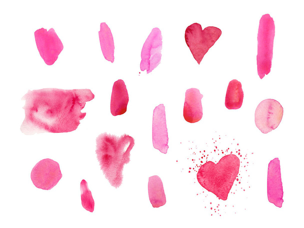 Sevgililer Günü için bir dizi pembe suluboya doku. Çember - Fotoğraf, Görsel