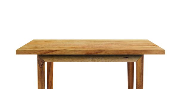 Dřevěný stůl izolované na bílém pozadí pro zobrazení nebo montáž vaše produkty. - Fotografie, Obrázek