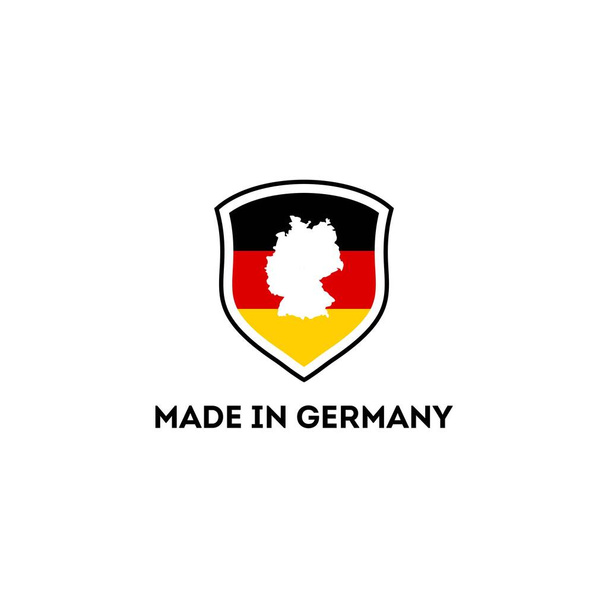 Logotipo de design feito na Alemanha. Mapa alemão Bandeira alemã
 - Vetor, Imagem
