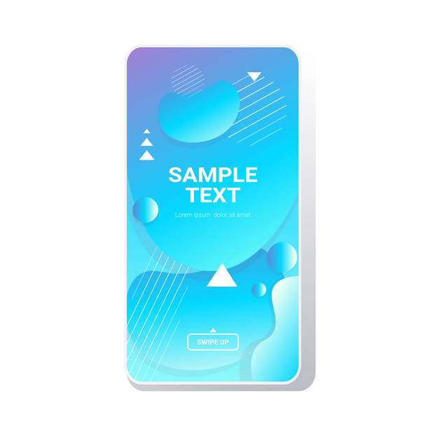 веб-шаблон динамический красочный градиент абстрактный баннер текущей жидкой формы жидкость цвет экрана смартфона онлайн мобильное приложение Мемфис стиль
 - Вектор,изображение