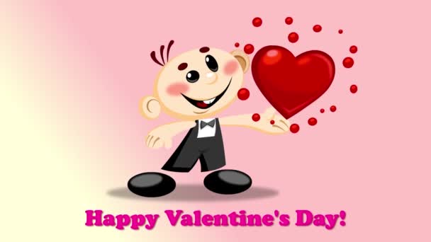 Cartoon boy giving a heart. Good for Valentine's Day Card. Full HD 1920X1080, 30 fps - Video, Çekim
