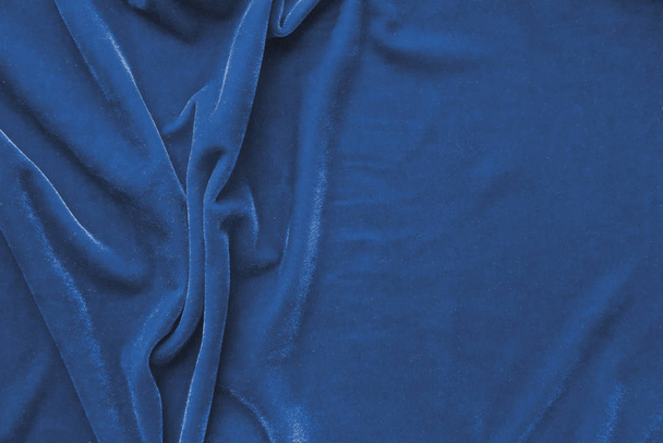 turquoise fabric with a nap pleated. Color 2020 classic blue. - Φωτογραφία, εικόνα