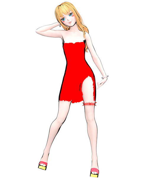3D japanese anime girl. - Foto, Imagen
