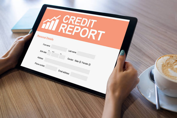 Credit report application form on screen. Business and finance concept. - Фото, изображение