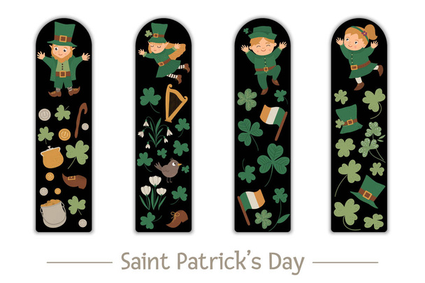 Vector Saint Patricks Day set of bookmarks for children - Vector, Image
