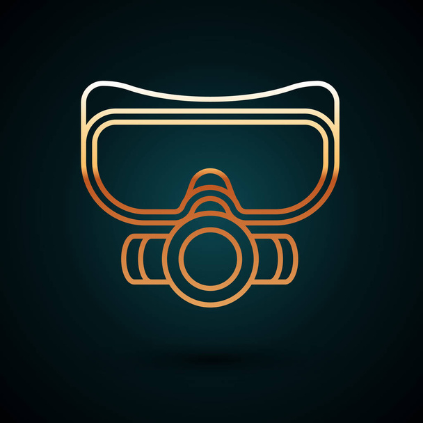 Zlatá čára Potápěčská maska ikona izolované na tmavomodrém pozadí. Extrémní sport. Sportovní vybavení. Vektorová ilustrace - Vektor, obrázek
