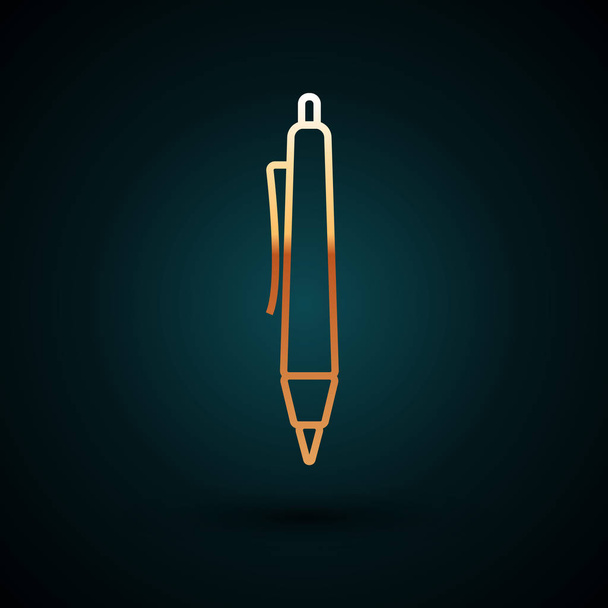 Ligne d'or Icône stylo isolé sur fond bleu foncé. Illustration vectorielle
 - Vecteur, image