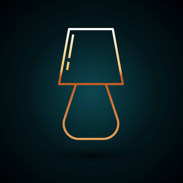 Gold line Table lamp icon isolated on dark blue background. Vector Illustration - Vector, Image