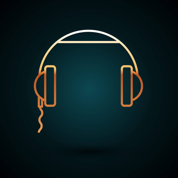 Linea oro Icona cuffie isolata su sfondo blu scuro. Segno auricolare. Concetto per ascoltare musica, servizio, comunicazione e operatore. Illustrazione vettoriale
 - Vettoriali, immagini