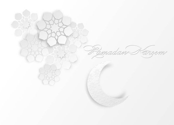 Γραφικό χαρτί ισλαμικής διακόσμησης. Γεωμετρία τέχνης, ημισέληνος και αραβικά μοτίβα. Ramadan Kareem - Ένδοξος μήνας μουσουλμανικού έτους. Λευκό φόντο στυλ χαρτιού  - Διάνυσμα, εικόνα