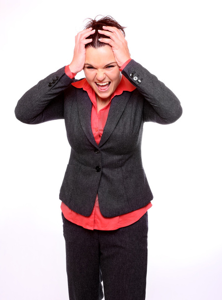 Mujer de negocios frustrada con dolor de cabeza
 - Foto, Imagen