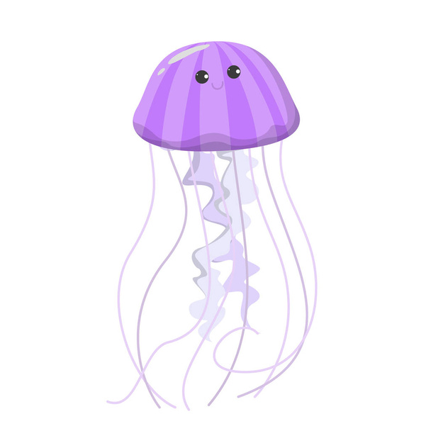 Симпатичные и забавные медузы. Подводное животное
 - Вектор,изображение
