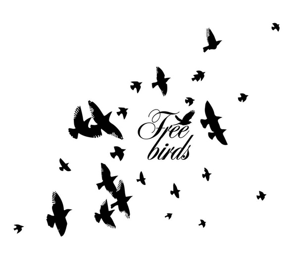 A flock of flying birds. Vector illustration - Vector, Image