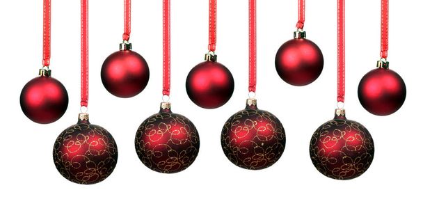 Set van rode glazen kerstballen - Foto, afbeelding