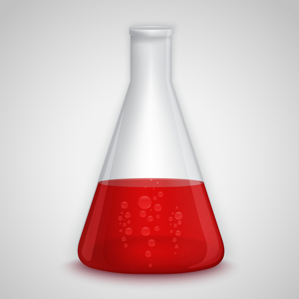 Laboratory flask with red liquid - Vector, Image