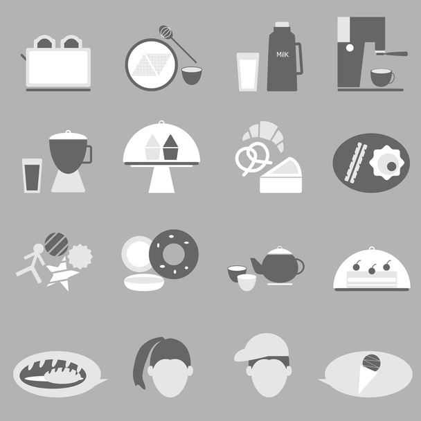 Bakery and drinks icon on gray background - Vector, Image