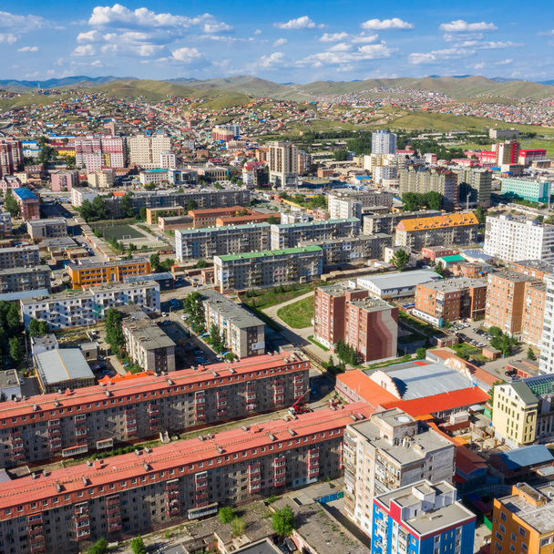 Aerial view of Ulaanbaatar, the capital of Mongolia, circa June 2019 - 写真・画像