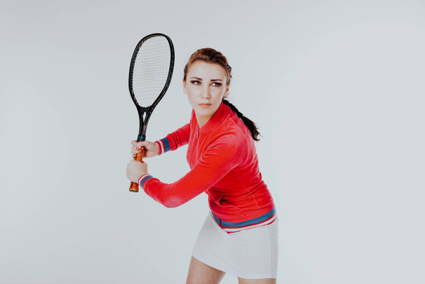 girl playing in the tennis racket sports - Fotoğraf, Görsel
