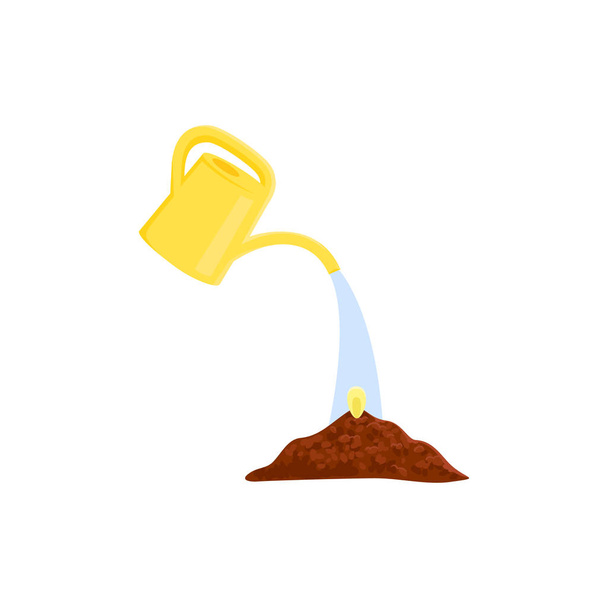 Planted seed watering vector icon.  - Vettoriali, immagini