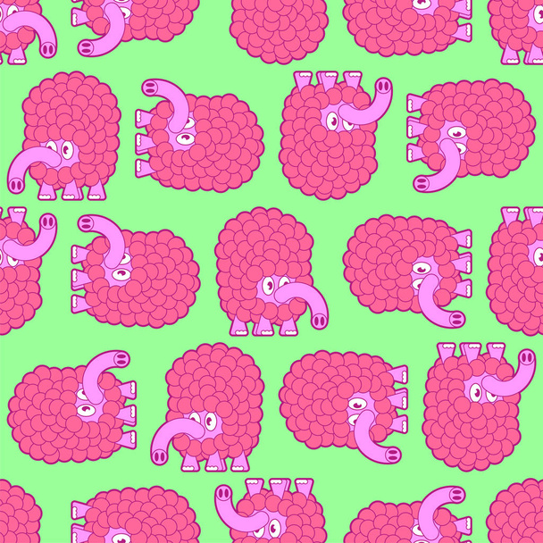 Niedliche Mammut-Baby-Muster nahtlos. Zeichentrickfilm Zottelelefant Chil - Vektor, Bild