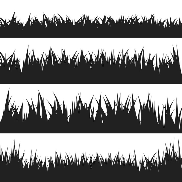 Fekete fű sziluettek készlet elszigetelt fehér háttér. Vektorillusztráció - Vektor, kép