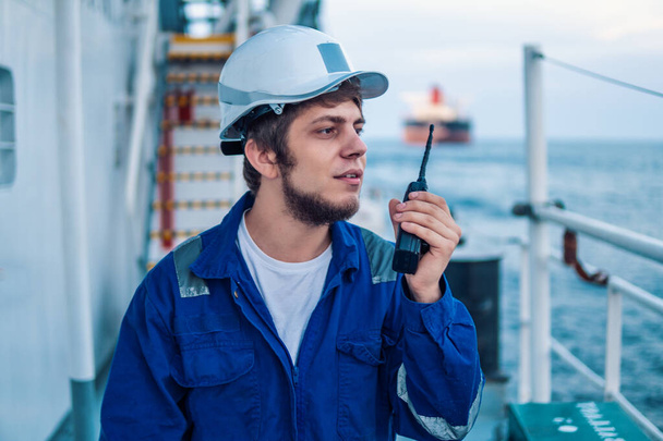 Marine Deck Officer or Chief mate on deck of offshore vessel - Photo, Image