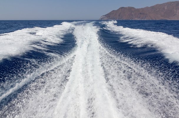 High speed boat wake in Aegean sea - Photo, image
