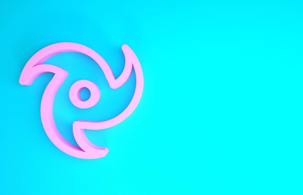 Rózsaszín Tornádó ikon elszigetelt kék háttérrel. Ciklon, forgószél, vihar tölcsér, hurrikán szél vagy forgószél ikon. Minimalizmus koncepció. 3d illusztráció 3d render - Fotó, kép