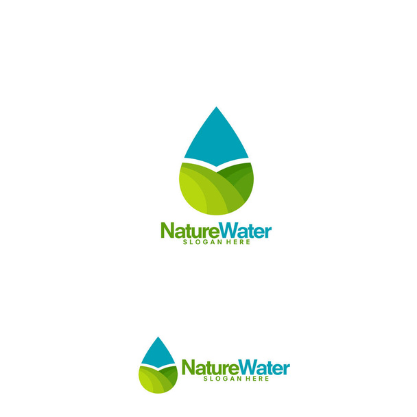 Nature Water logó sablon, Tiszta víz logó tervez vektor - Vektor, kép