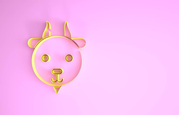 Signo del zodíaco de Yellow Aries aislado sobre fondo rosa. Colección de horóscopos astrológicos. Concepto minimalista. 3D ilustración 3D render
 - Foto, Imagen