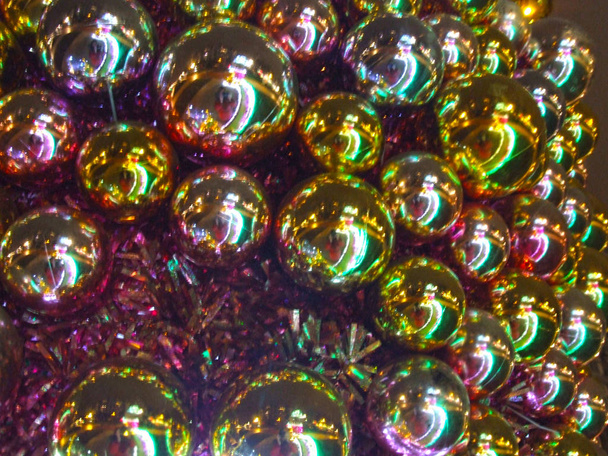 great new year holiday background of many bright colored glass balls - Fotoğraf, Görsel