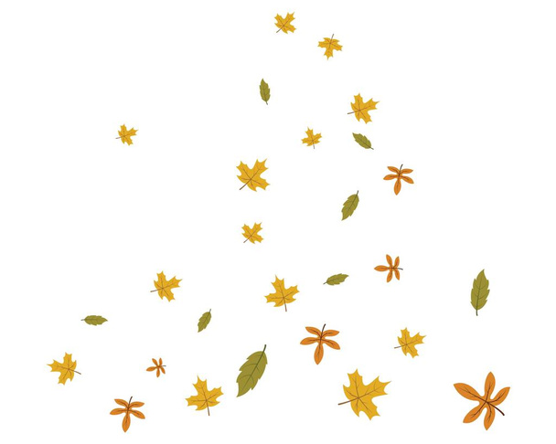 落下した葉と弓状の風紋のイラストデザイン - ベクター画像