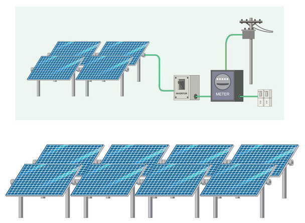 Energia solar com célula solar
 - Vetor, Imagem