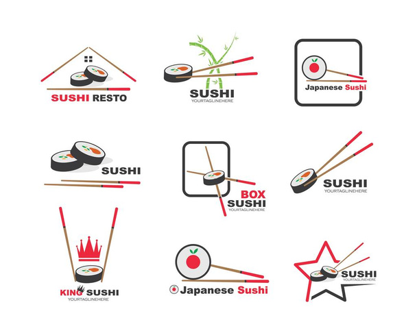 σχέδιο εικονογράφησης ετικέτας διανύσματος sushi - Διάνυσμα, εικόνα