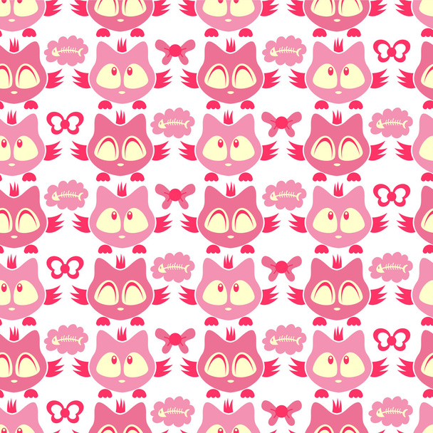 Seamless pattern with cute kittens - Διάνυσμα, εικόνα