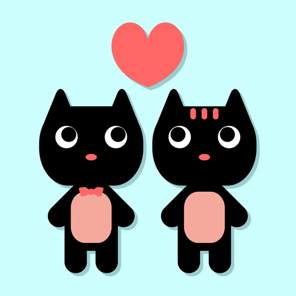 Couple of cute kittens in love - Wektor, obraz