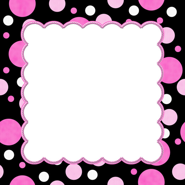 Pink and Black Polka Dot background for your message or invitati - Photo, Image