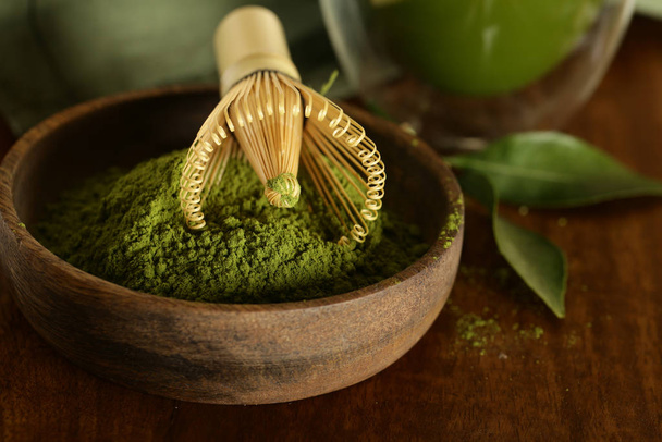 natural organic matcha green tea powder - Foto, afbeelding
