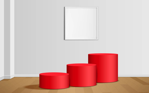 podio blanco en la habitación del estudio blanco - Vector, imagen